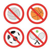 conjunto de señales prohibidas para hacer deportes vector