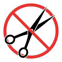 no scissors sign in red crossed out circle vector