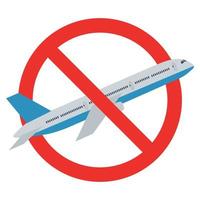 ilustración de signo prohibido de avión vector