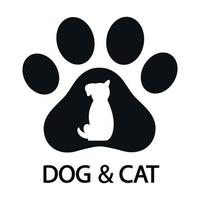 Silhouette of a dog and a cat on the background of a paw of a pet vector