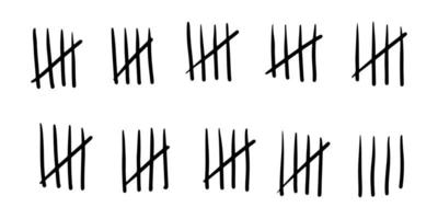 doodle Count bar. Count the days counted in slashes on the walls of a deserted island or prison. vector illustration.