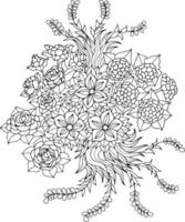 Design Vector Outline Flower for Coloring Page