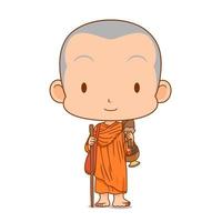 Cartoon character of Buddhist pilgrim monk. vector