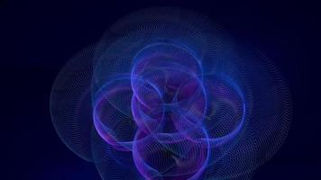 des mailles courbes formées par des lignes bleues et violettes entrelacées se déformant de manière aléatoire. Animation 3D video