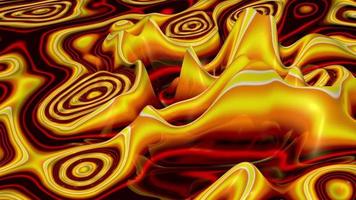 Abstract background of volcanic lava moving in red, yellow and black color. 3D Animation