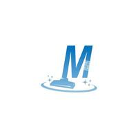 Cleaning service logo illustration with letter  M icon template vector