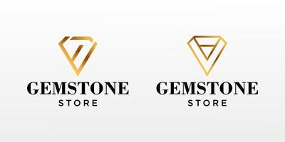 Simplistic gemstone logo design in gold color. vector
