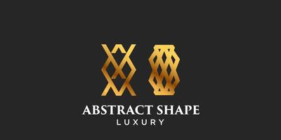 Simple abstract luxury shape logo design in gold color. vector