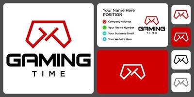 Letter G T monogram joystick logo design with business card template. vector