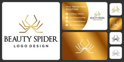 diseño de logotipo de moda de araña simple con plantilla de tarjeta de visita. vector