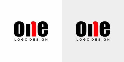 Number 1 wordmark logo design with black and white background. vector