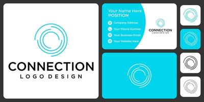 Letter C monogram connection logo design with business card template. vector