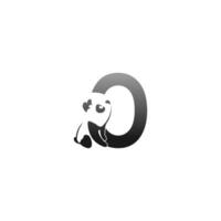 Panda animal illustration looking at the letter O icon vector