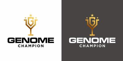 Letter G monogram champion logo design in gold color. vector