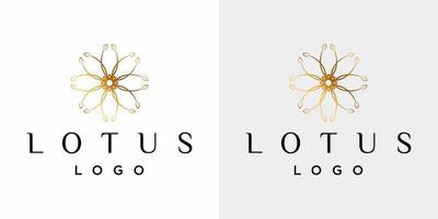 Simplistic lotus logo design with luxurious gold color. vector