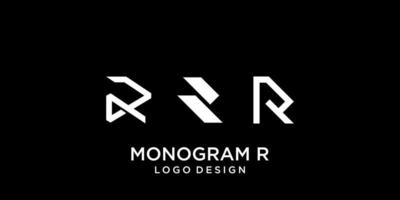 letra r diseño de logotipo simple con fondo negro. vector