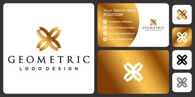 Simple flower logo design with business card template. vector
