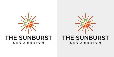 Sunburst logo design with white and gray background. vector