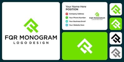 Letter F Q R monogram business logo design with business card template. vector