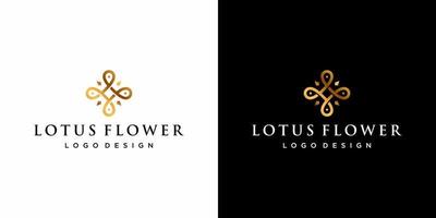 Simplistic lotus flower logo design in luxurious gold color.