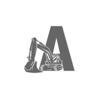 icono de excavadora con letra a ilustración de diseño vector