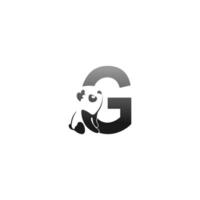 Panda animal illustration looking at the letter G icon vector