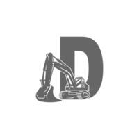 icono de excavadora con ilustración de diseño de letra d vector