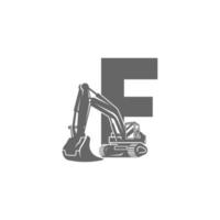 icono de excavadora con ilustración de diseño de letra f vector
