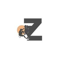 Rock climber climbing letter Z illustration vector