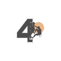 Rock climber climbing number 4  illustration vector