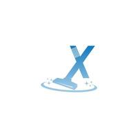 Cleaning service logo illustration with letter X  icon template vector