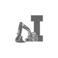 Excavator icon with letter I design illustration vector