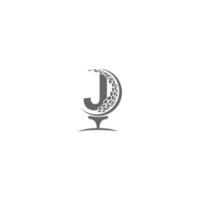 letra j y diseño de logotipo de icono de pelota de golf vector