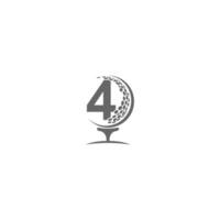 Number 4 and golf ball icon logo design vector