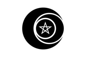 símbolo wiccano de la triple diosa y círculo pentáculo. signo religioso de la triple luna. tatuaje de icono de neopaganismo del logotipo de wicca. la tierra, y el parto. vector de media luna, media luna y luna llena aislado en blanco