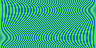 banner de rayas onduladas verdes y azules. líneas de colores psicodélicos. patrón abstracto textura con curvas de rayas onduladas. fondo de arte óptico. diseño de moda, plantilla hipnótica de ilustración vectorial vector