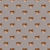 Seamless pattern with cute puppy in childish style with smile muzzle and eyes on gray background. print of funny pet dog with happy face. Vector flat illustration for holidays