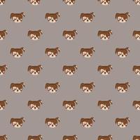 Seamless pattern with cute puppy in childish style with smile muzzle and eyes on gray background. print of funny pet dog with happy face. Vector flat illustration for holidays