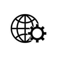 world wide web setting. globe with cogwheel icon vector