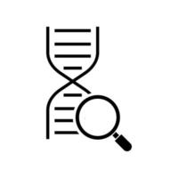 DNA with magnifying glass. biotechnology research icon vector