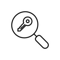 magnifying glass with key. security icon vector