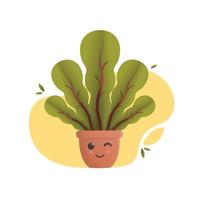 Cute potted plant. Vector illustration. Indoor plant.