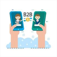 empresa a empresa, solución b2b, concepto de marketing empresarial. dos socios comerciales dándose la mano. vector