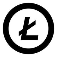 icono de litecoin color negro en círculo redondo vector