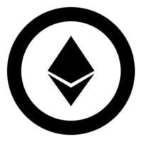 Etherium icon black color in circle round vector