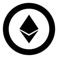 Etherium icon black color in circle round vector