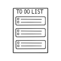 Hand drawn To Do List doodle. Checklist in sketch style. Vector illustration isolated on white background.