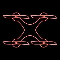 icono de drone de neón color negro en círculo color rojo ilustración vectorial vector