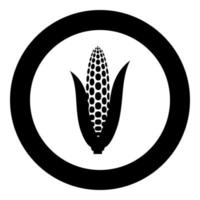 Corn ear icon in circle round black color vector illustration image solid outline style