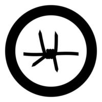 Barbed wire icon in circle round black color vector illustration image solid outline style